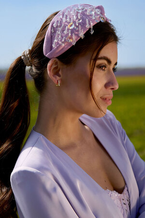 Hairband Lilac Glass Beads - Cotton h5 Picture3